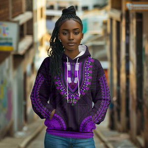 African Dashiki and Polynesian Pattern Hoodie Purple