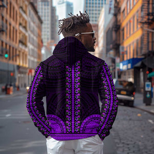 African Dashiki and Polynesian Pattern Hoodie Purple