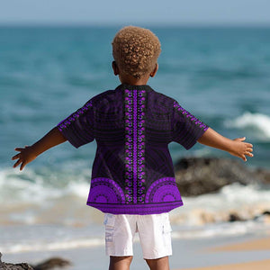 African Dashiki and Polynesian Pattern Kid Hawaiian Shirt Purple