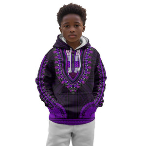 African Dashiki and Polynesian Pattern Kid Hoodie Purple