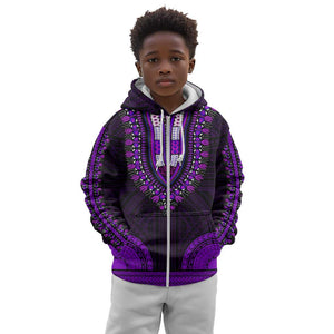 African Dashiki and Polynesian Pattern Kid Hoodie Purple