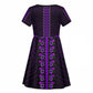 African Dashiki and Polynesian Pattern Kid Short Sleeve Dress Purple