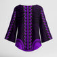 African Dashiki and Polynesian Pattern Kimono Sleeve Blouse Purple