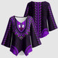 African Dashiki and Polynesian Pattern Kimono Sleeve Blouse Purple