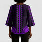 African Dashiki and Polynesian Pattern Kimono Sleeve Blouse Purple