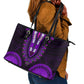 African Dashiki and Polynesian Pattern Leather Tote Bag Purple