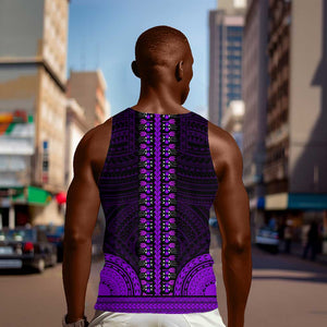 African Dashiki and Polynesian Pattern Men Tank Top Purple