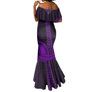 African Dashiki and Polynesian Pattern Mermaid Dress Purple