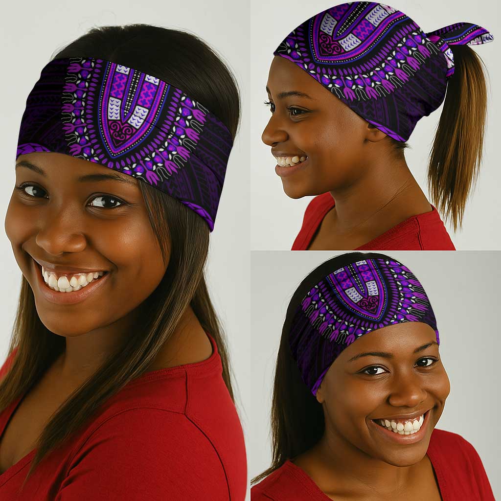 African Dashiki and Polynesian Pattern Neck Gaiter Purple LT9