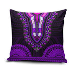 African Dashiki and Polynesian Pattern Pillow Cover Purple