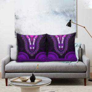 African Dashiki and Polynesian Pattern Pillow Cover Purple