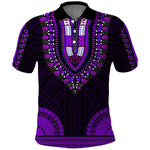 African Dashiki and Polynesian Pattern Polo Shirt Purple