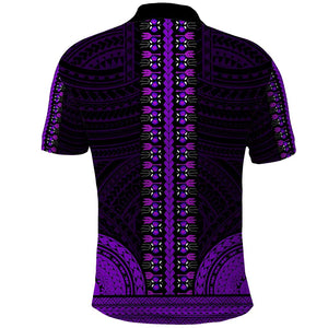 African Dashiki and Polynesian Pattern Polo Shirt Purple