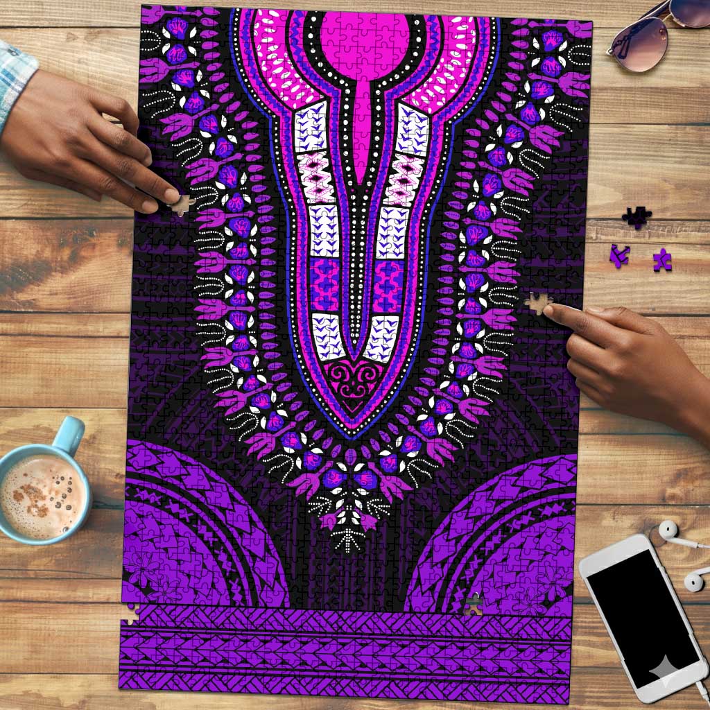African Dashiki and Polynesian Pattern Puzzle Purple