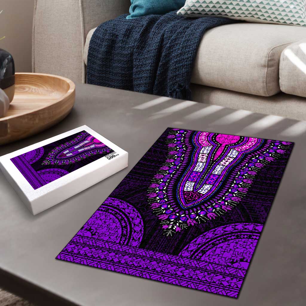 African Dashiki and Polynesian Pattern Puzzle Purple