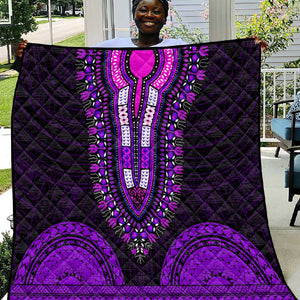 African Dashiki and Polynesian Pattern Quilt Purple