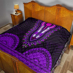 African Dashiki and Polynesian Pattern Quilt Purple