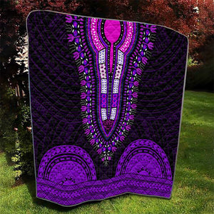 African Dashiki and Polynesian Pattern Quilt Purple