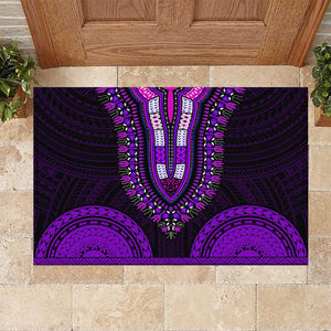 African Dashiki and Polynesian Pattern Rubber Doormat Purple