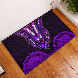 African Dashiki and Polynesian Pattern Rubber Doormat Purple