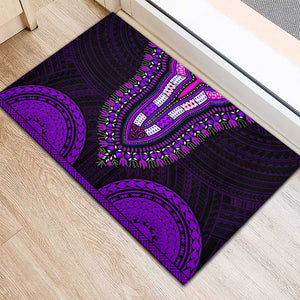 African Dashiki and Polynesian Pattern Rubber Doormat Purple