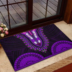 African Dashiki and Polynesian Pattern Rubber Doormat Purple