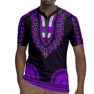 African Dashiki and Polynesian Pattern Rugby Jersey Purple