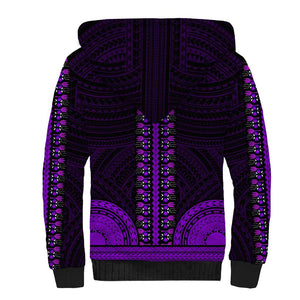 African Dashiki and Polynesian Pattern Sherpa Hoodie Purple