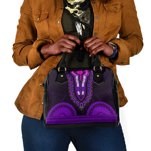 African Dashiki and Polynesian Pattern Shoulder Handbag Purple