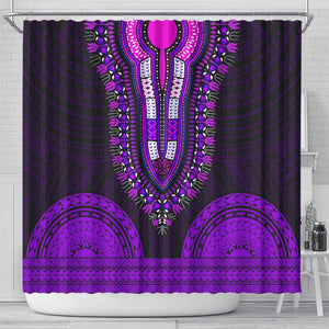 African Dashiki and Polynesian Pattern Shower Curtain Purple