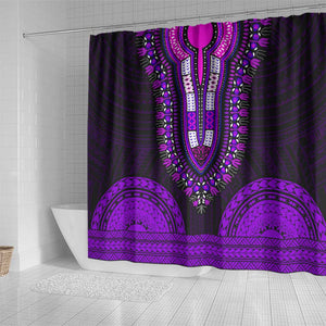 African Dashiki and Polynesian Pattern Shower Curtain Purple