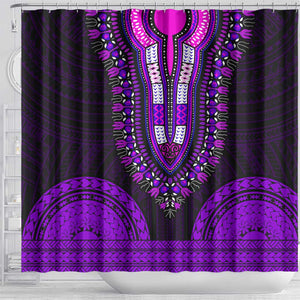 African Dashiki and Polynesian Pattern Shower Curtain Purple