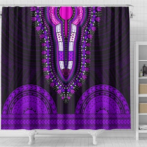 African Dashiki and Polynesian Pattern Shower Curtain Purple