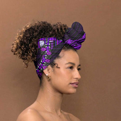 African Dashiki and Polynesian Pattern Simple Headwrap Purple