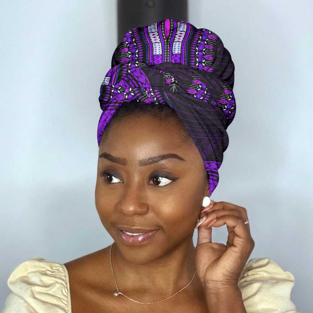 African Dashiki and Polynesian Pattern Simple Headwrap Purple
