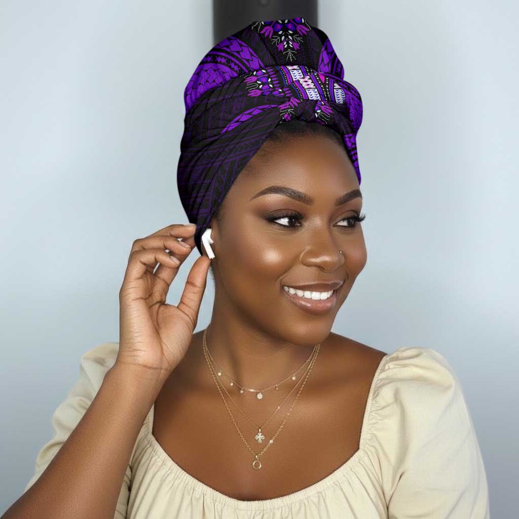 African Dashiki and Polynesian Pattern Simple Headwrap Purple