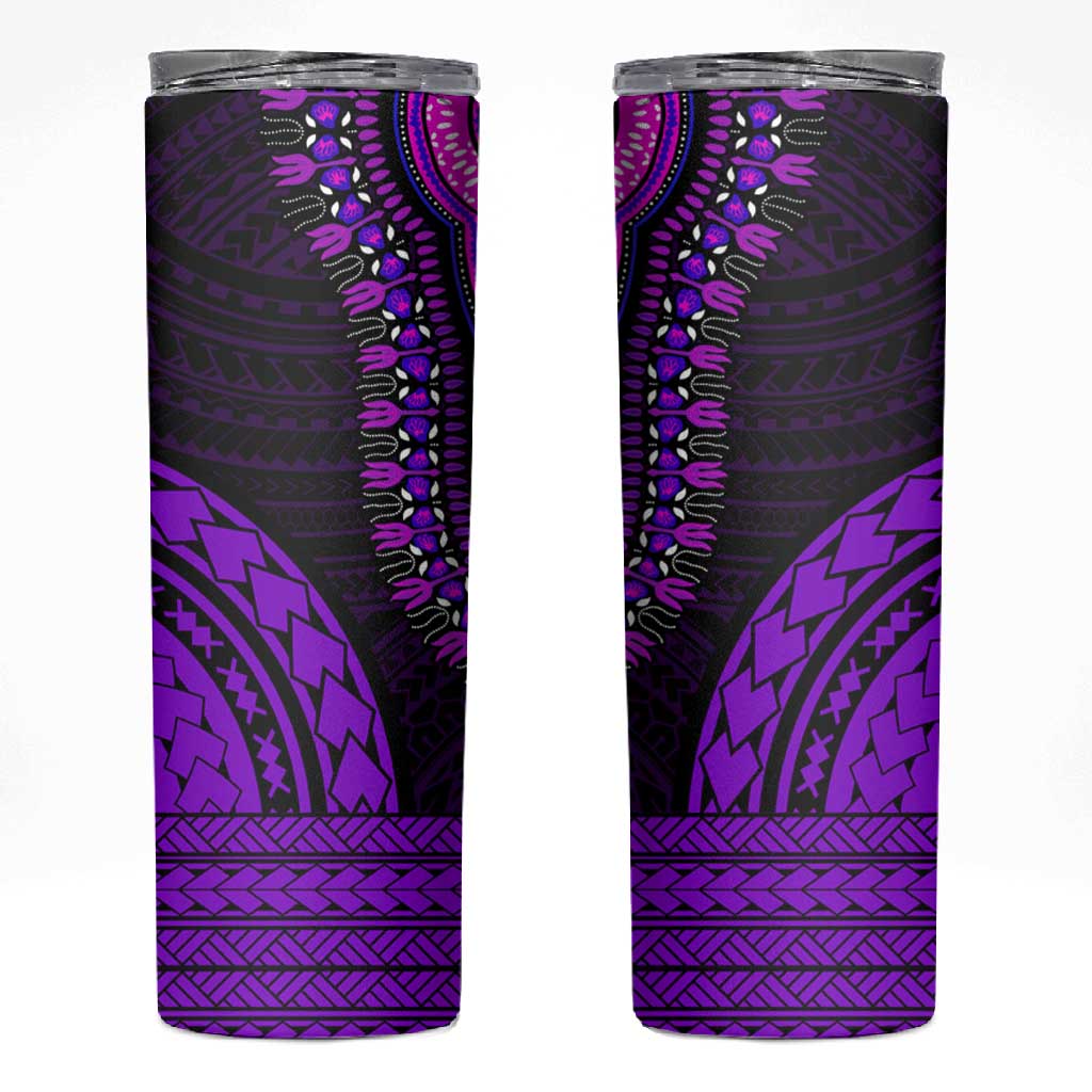 African Dashiki and Polynesian Pattern Skinny Tumbler Purple