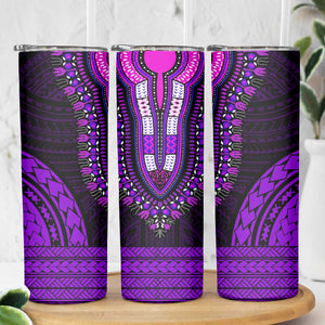 African Dashiki and Polynesian Pattern Skinny Tumbler Purple