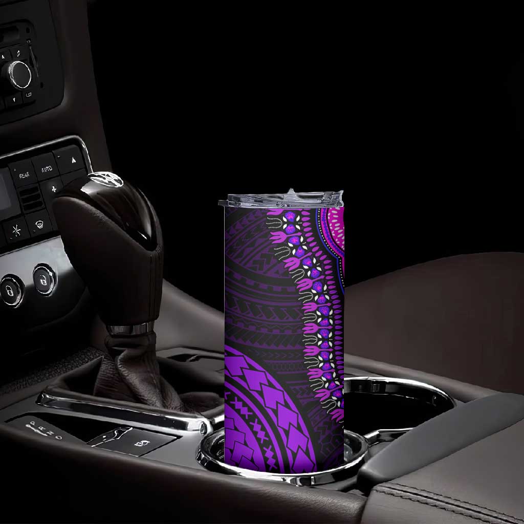 African Dashiki and Polynesian Pattern Skinny Tumbler Purple