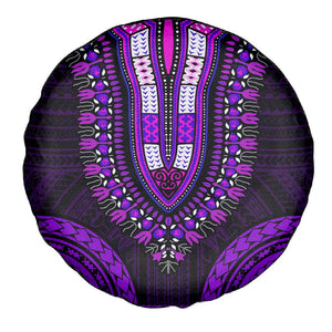 African Dashiki and Polynesian Pattern Spare Tire Cover Purple