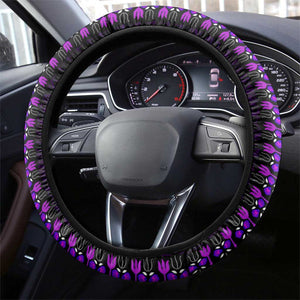 African Dashiki and Polynesian Pattern Steering Wheel Cover Purple