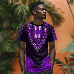 African Dashiki and Polynesian Pattern T shirt Purple