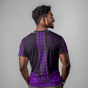 African Dashiki and Polynesian Pattern T shirt Purple