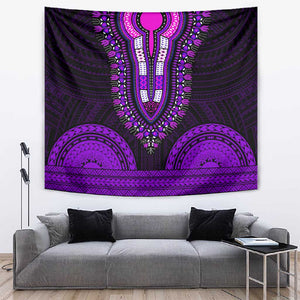 African Dashiki and Polynesian Pattern Tapestry Purple