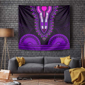 African Dashiki and Polynesian Pattern Tapestry Purple