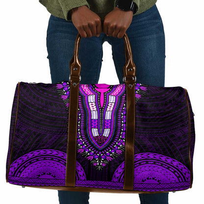 African Dashiki and Polynesian Pattern Travel Bag Purple