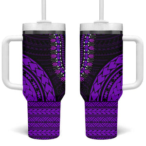 African Dashiki and Polynesian Pattern Tumbler With Handle Purple