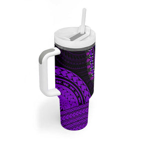 African Dashiki and Polynesian Pattern Tumbler With Handle Purple