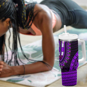 African Dashiki and Polynesian Pattern Tumbler With Handle Purple