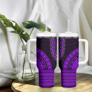 African Dashiki and Polynesian Pattern Tumbler With Handle Purple